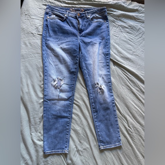 Seven ultra high rise skinny Classic Blue Distressed Women Jeans size 12 - Picture 1 of 7